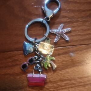 Coach Beach-Themed Keychain with Charms